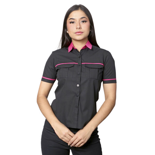 Camisa Campero Manga Corta Combinada Dama - Image 3